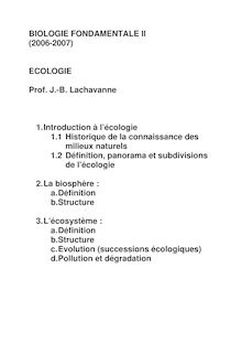 BIOLOGIE FONDAMENTALE II (2006-2007) ECOLOGIE Prof. J.-B ...