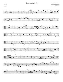 Partition Bass1 viole de gambe, basse clef, fantaisies pour 3 violes de gambe