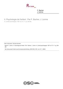 Psychologie de l enfant : Par F. Bacher, J. Lévine - compte-rendu ; n°1 ; vol.57, pg 294-295