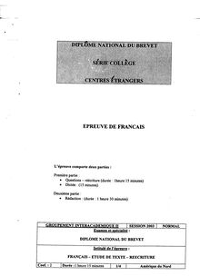 Brevet 2003 Français