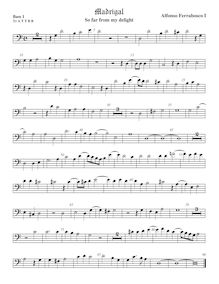 Partition viole de basse 1, basse clef, madrigaux, Ferrabosco Sr., Alfonso