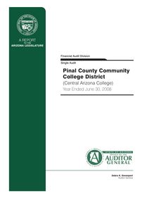 Pinal County Community College District June 30, 2008 Single Audit