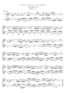 Partition complète, Sonata pour flûte et violon, TWV 40:111, Duetto par Georg Philipp Telemann