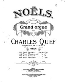Partition , Noël Lorrain, 4 Noëls, Op.26, Noëls pour grand orgue, op.26