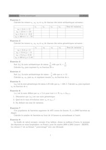 Suites arithmétiques - Suites géométriques Activité 2