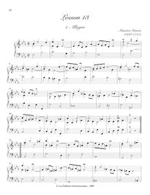 Partition X, Lesson en E-flat major, A Collection of leçons pour pour clavecin