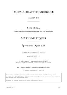 Bac STD2A 2018 - Les sujets de mathématiques