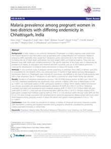 Malaria prevalence among pregnant women in two districts with differing endemicity in Chhattisgarh, India