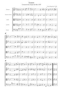 Partition Loure, Concert de violons et de hautbois donné pour le souper du Roy le seize janvier 1707