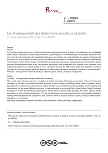 Le développement des traitements analytique et global - article ; n°3 ; vol.102, pg 485-522