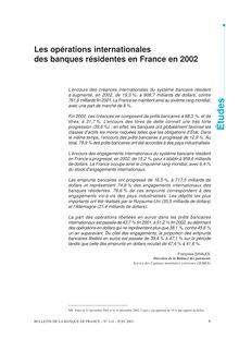 Les opérations internationales des banques résidentes en France en 2002