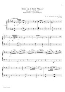Partition Piano , partie, Trio, Clarinet Trio ; Piano Trio ; Kegelstatt Trio