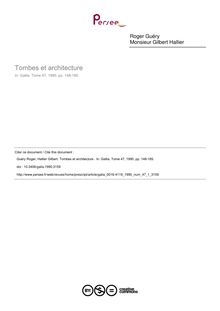 Tombes et architecture  - article ; n°1 ; vol.47, pg 148-185