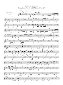 Partition trompette 1, 2 (D, B♭), Symphony No.9, Choral, D minor