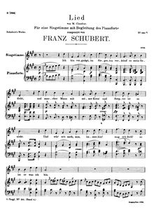 Partition voix + partition de piano, Lied (Zufriedenheit, 1st setting), D.362