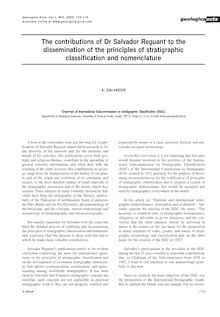 The contributions of Dr Salvador Reguant to the dissemination of the principles of stratigraphic classification and nomenclature
