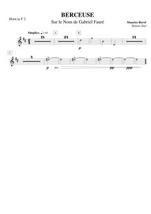 Partition cor 2, Berceuse sur le nom de Gabriel Fauré, G major, Ravel, Maurice