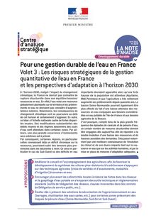 Centre d Analyse Stratégique : Pour une gestion durable de l’eau en France
