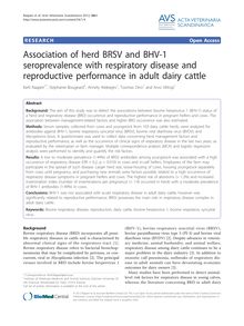 Association of herd BRSV and BHV-1 seroprevalence with respiratory disease and reproductive performance in adult dairy cattle