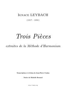 Partition complète, 3 Pièces pour harmonium, Leybach, Ignace Xavier Joseph