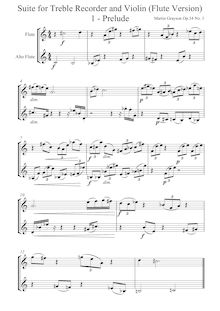 Score, Duos pour aigu enregistrement  et violon, Atonal, Grayson, Martin