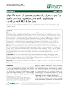 Identification of serum proteomic biomarkers for early porcine reproductive and respiratory syndrome (PRRS) infection