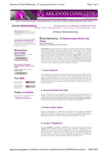 Articles Webmarketing Rechercher sur le Site Flux RSS Publier un ...