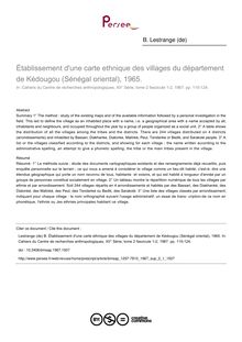 Établissement d'une carte ethnique des villages du département de Kédougou (Sénégal oriental), 1965. - article ; n°1 ; vol.2, pg 115-124