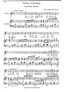 Partition , Schwäbisches Volkslied (G major), Drei chansons, Meyer-Helmund, Erik