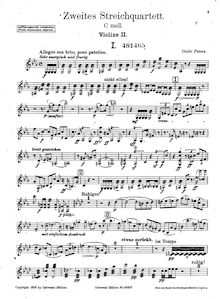 Partition violon 2, corde quatuor No.2, C minor, Peters, Guido