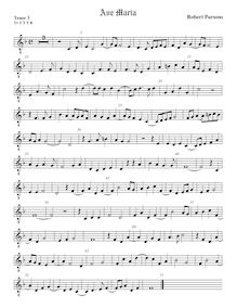 Partition ténor viole de gambe 3, octave aigu clef, Ave Maria, Parsons, Robert