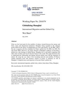 WIDER Working Paper No. 2010/79 Globalizing Shanghai ...