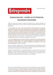 Autorecrute.com : numéro un en France du recrutement Automobile