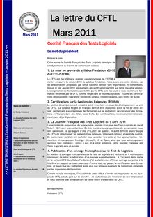 La lettre du CFTL Mars 2011