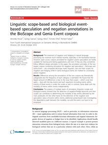 Linguistic scope-based and biological event-based speculation and negation annotations in the BioScope and Genia Event corpora