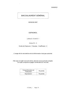 Sujet du bac S 2007: Espagnol LV1