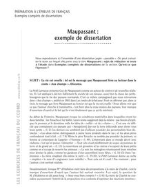 Exemples complets de dissertations, Maupassant : Exemple de dissertation