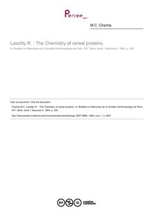 Lasztity R. : The Chemistry of cereal proteins.  ; n°4 ; vol.1, pg 354-354
