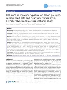 Influence of mercury exposure on blood pressure, resting heart rate and heart rate variability in French Polynesians: a cross-sectional study