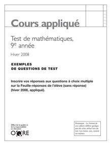 Exemples de questions de test - hiver 2008 (Cours appliqué)