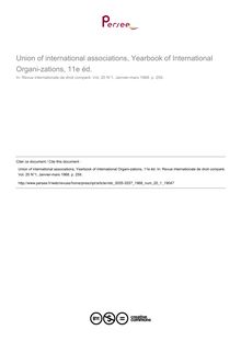Union of international associations, Yearbook of International Organi-zations, 11e éd. - note biblio ; n°1 ; vol.20, pg 259-259