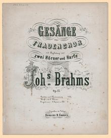 Partition complète, 4 chansons, 4 Gesänge, Brahms, Johannes par Johannes Brahms