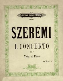 Partition couverture couleur, viole de gambe Concerto, F Major, Szerémi, Gustave