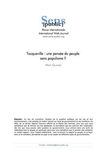 Tocqueville : une pensée du peuple sans populisme ?