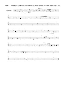 Partition Trombone 3 (aussi Continuo), Sonata en A, A major, Speer, Georg Daniel