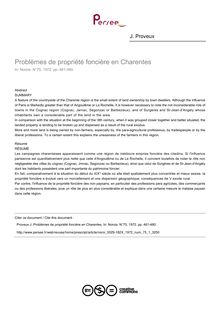 Problèmes de propriété foncière en Charentes - article ; n°1 ; vol.75, pg 461-480