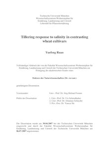 Tillering response to salinity in contrasting wheat cultivars [Elektronische Ressource] / Yuefeng Ruan