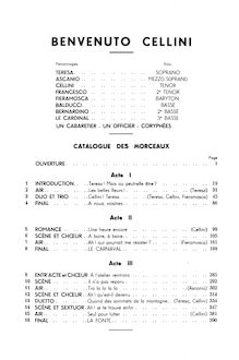 Partition Overture, Act I, Benvenuto Cellini, opéra semi-seria, Berlioz, Hector par Hector Berlioz