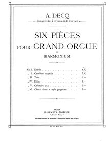 Partition , Cantilène nuptiale, 6 Pièces pour Grand Orgue, 6 Pieces for Large Organ