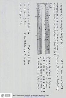 Partition complète, Ouverture en E major, GWV 440, E major, Graupner, Christoph